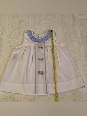 Remember Nguyen Smocked Watermelon Ruffle Collar White Overdress Sz 4